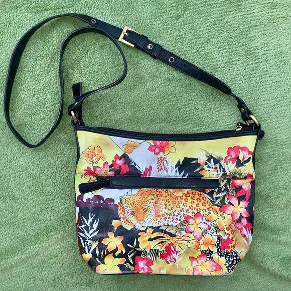 NWOT Artistic Expressions🐆Jaguar One-of-a-kind Hand Painted Shoulder Bag - Picture 1 of 10